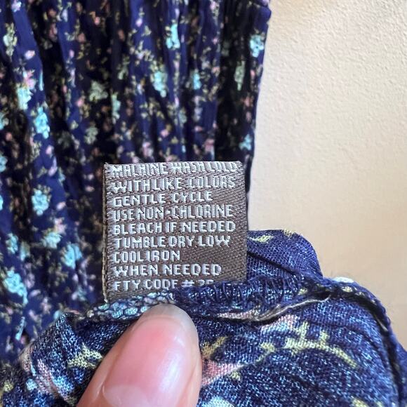 J GEE Blue Floral Smocked Tiered Midi Dress Puff Sleeve Square Neck Women's S - Picture 7 of 7